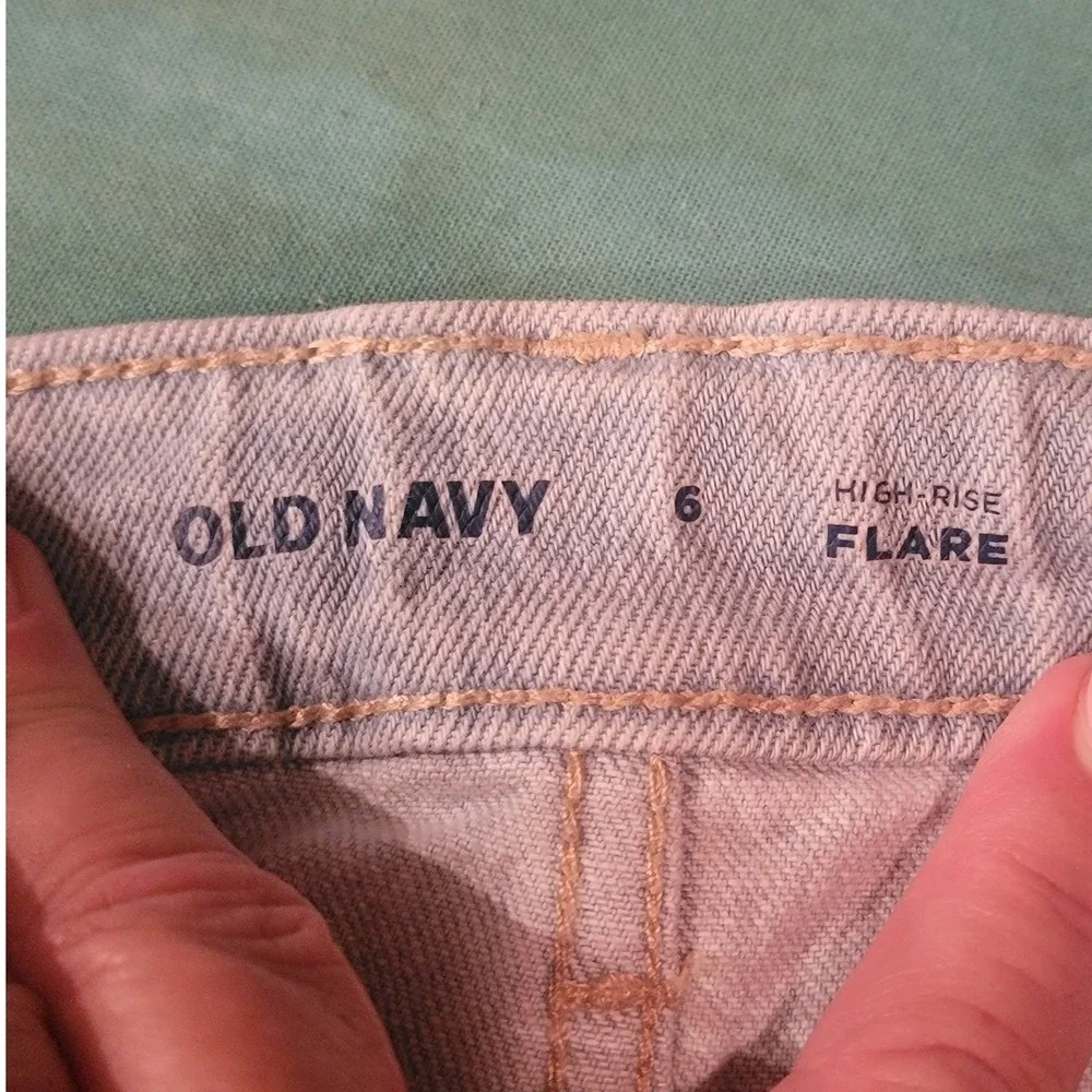 Old Navy Girls Light Wash Distressed High Rise Flare Jeans Size 6